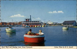 River Boat and Boating Lake Great Yarmouth, England Norfolk Postcard Postcard