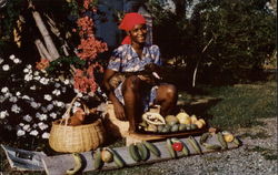 Say it with fruit! - Young Woman Selling Fruit Postcard