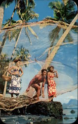 The Perfect Cast: Fishing in Tahiti Postcard