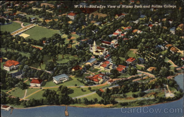 Bird's Eye View of Town and Rollins College Winter Park Florida