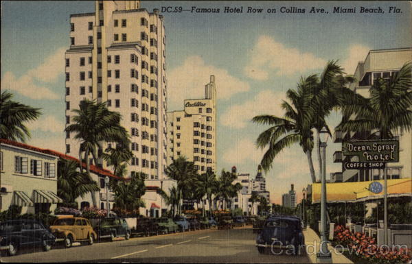 Famous Hotel Row on Collins Avenue Miami Beach Florida