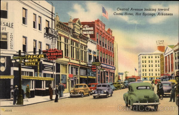 Central Avenue looking toward Como Hotel Hot Springs Arkansas