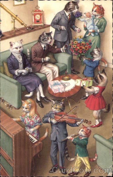 Cats Partying in a Living Room