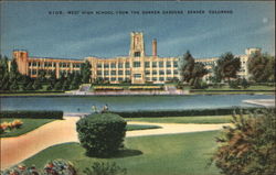West High School from the Sunken Gardens Postcard