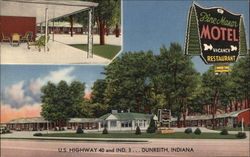 Pine Manor Motel & Restaurant Dunreith, IN Postcard Postcard