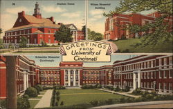 Student Union, Wilson Memorial Building, Schneider Memorial Quadrangle Postcard