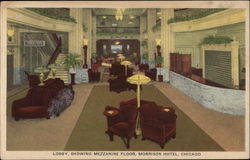 Lobby, showing Mezzanine Floor, Morrison Hotel Postcard