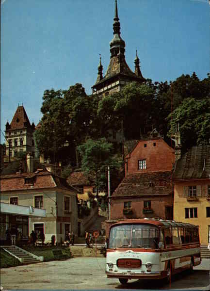 View Towards the Citadel Sighisoara Romania Eastern Europe