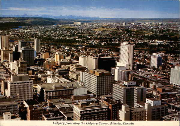 Aerial View of Skyline Calgary AB Canada Alberta