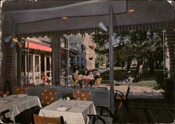 Kurhotel Kreuzer, Blick vom Speisesaal in den Hotelgarten Bad Wörishofen BAVARIA Germany