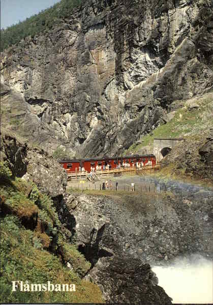The Flam Line at the Kjosfossen Waterfall Flamsbana Norway