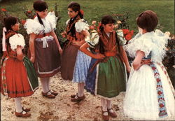 Girls in Popular Costume Kapuvar, Hungary Postcard Postcard
