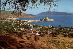 View over Town and Coastline Postcard
