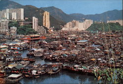 Bird's Eye View of the City Aberdeen, Hong Kong China Postcard Postcard