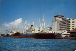 Ships Alongside the Wharf Postcard