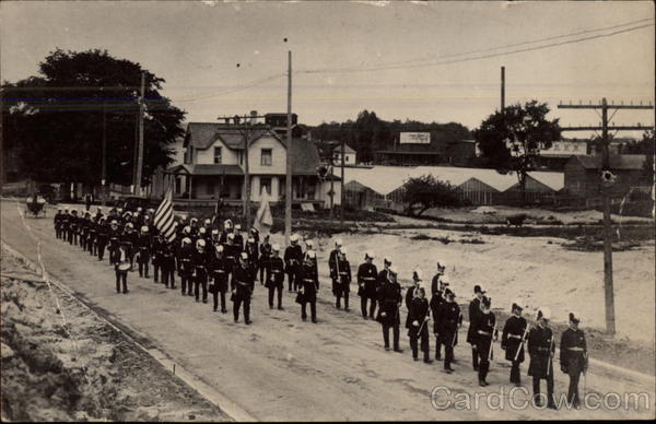 US Soldiers Marching Down Street Military