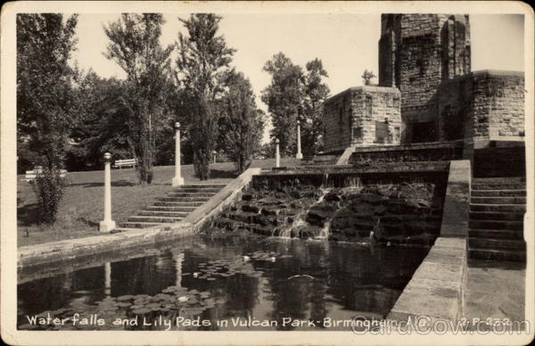 Waterfalls and Lily Pads in Vulcan Park Birmingham Alabama