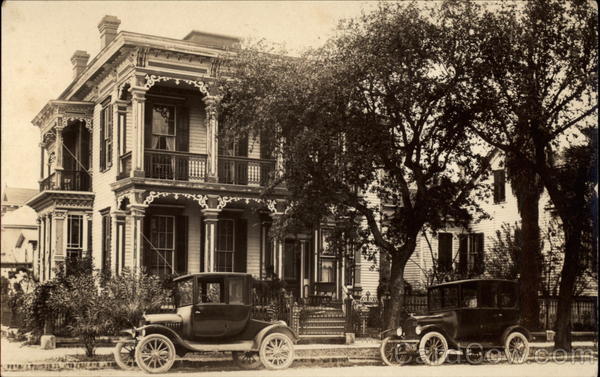 View of Newly Remodeled Victorian Home, Old Cars Texas
