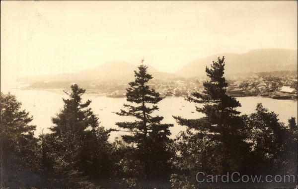 View of Harbor and Mountains Bar Harbor Maine
