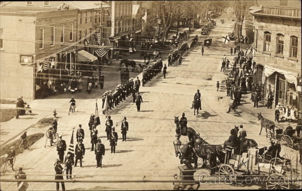 Teamster Parade on Elm Street, 1912 Woodstock, VT