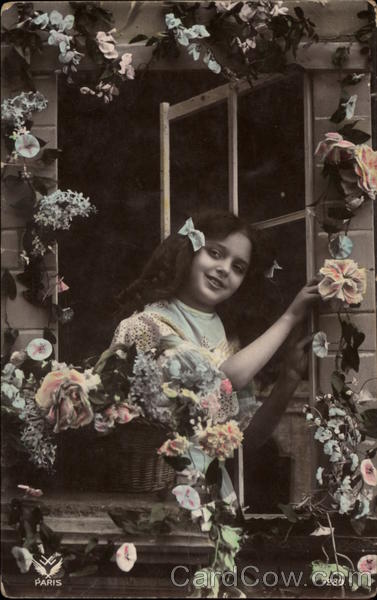 Young Girl Looking through Window Girls