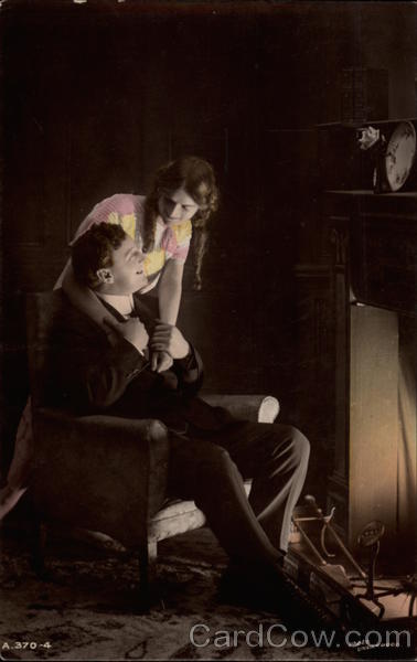 Husband and Wife in Front of Fire Romance & Love