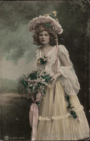 Woman Wearing Pink Flouncy Dress and Hat Women