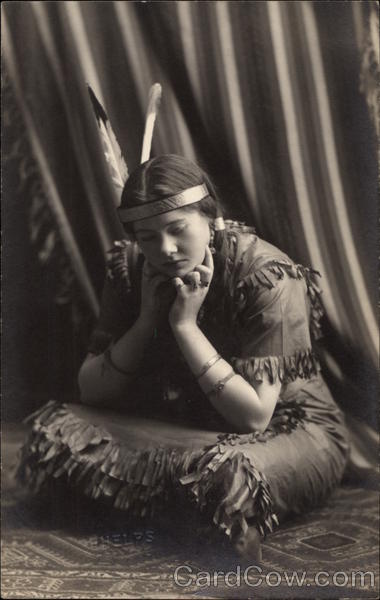 Young Girl in Native American Costume Native Americana