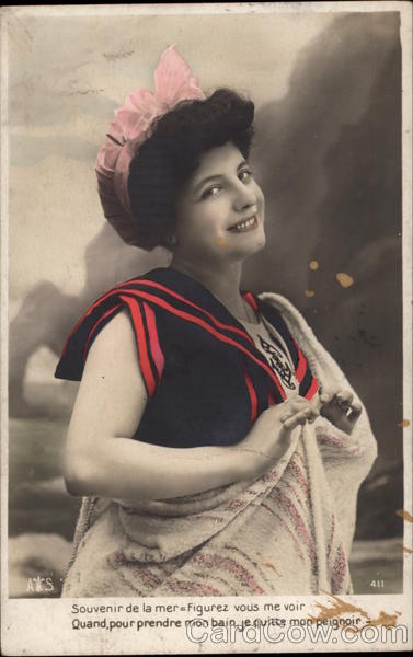 Woman in Bathing Suit Covered by a Towel Women