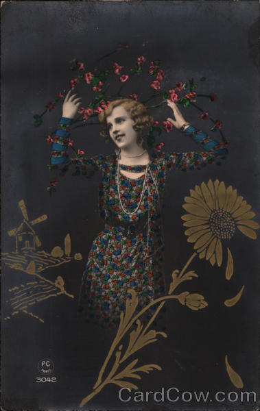 Woman in Blue and Red Dress Women