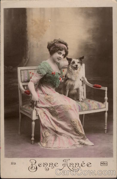 Woman on a Bench with a Dog Women