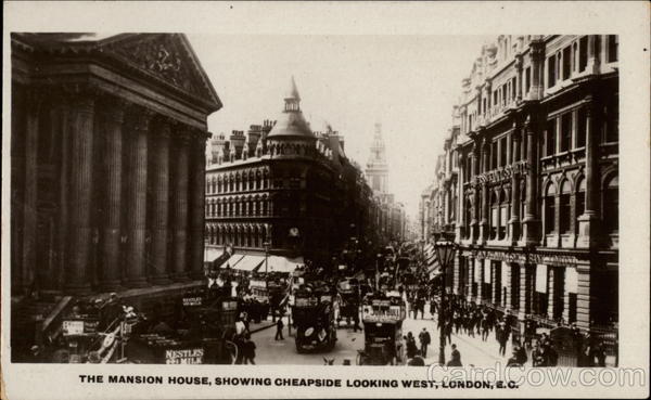 The Mansion House, showing Cheapside Looking West London England