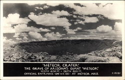 Meteor Crater Winslow, AZ Postcard Postcard