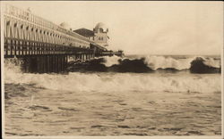 Waves Crashing at Ballroom and Pier Postcard