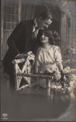 Couple On the Porch Bench Postcard