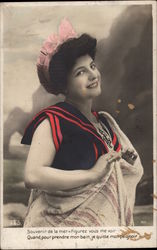 Woman in Bathing Suit Covered by a Towel Postcard