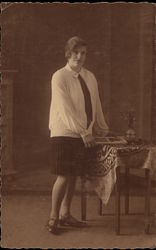 Netherland's Woman Posing at Table Postcard