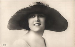 Young Woman Wears a Broad-Brim Hat Postcard