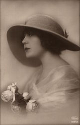 Woman's Portrait - Holding Roses Postcard