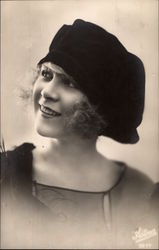 Young Woman Wearing a Black Hat Postcard