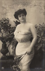 Woman Holding Lillies Postcard