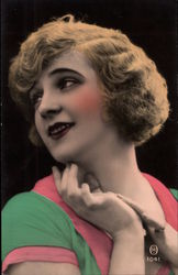 Woman in Green and Pink Dress Postcard