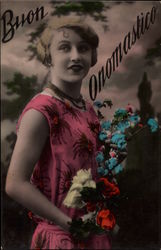 Art Deco, Happy Birthday (Italian) Postcard