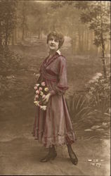 Woman Posing for Picture Postcard