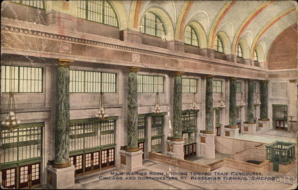 Main Waiting Room Looking Toward Train Concourse Chicago Illinois