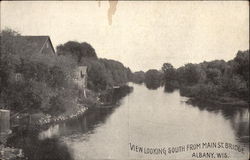 View Looking South From Main St. Bridge Albany, WI Postcard Postcard