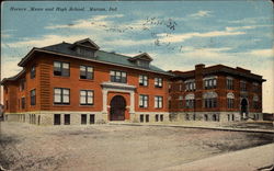 Horace Mann and High School Marion, IN Postcard Postcard