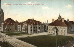 Women's College and First Church Baltimore, MD Postcard Postcard