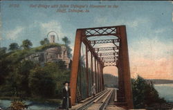 Red Bridge With Julien Dubuque's Monument on the Bluff Red Bridge With Julien Dubuque's Monument on the Bluff
