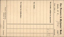 The Farmers & Mechanics Bank Deposit Slip Postcard